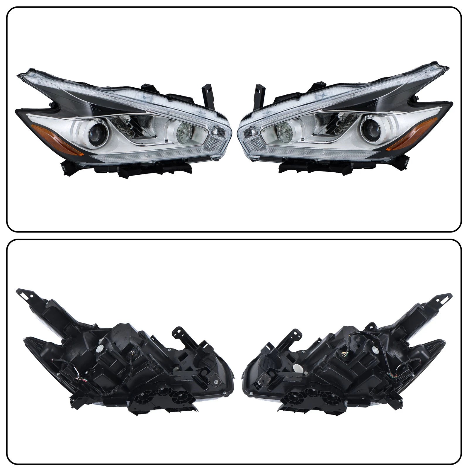 Set of 2 Headlights for Nissan Murano (2015–2018) Clear Replacement