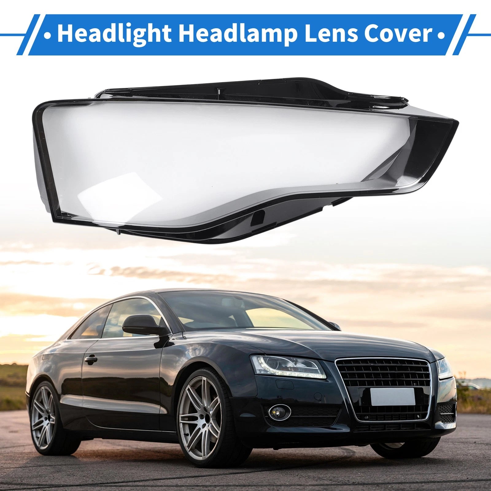 1 Pc Headlight Lens Cover for Audi A5 (2012–2015) Black