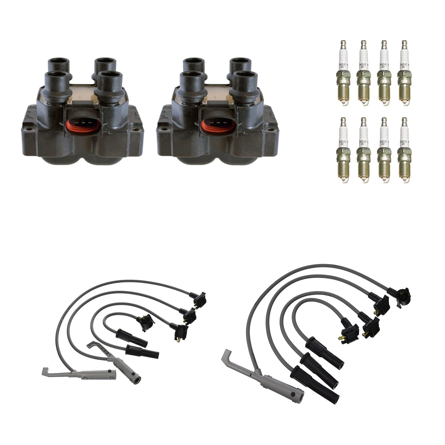 2 Ignition Coil Wires & 8 NGK Spark Plugs for Ford Ranger B2300 (1998–2000)