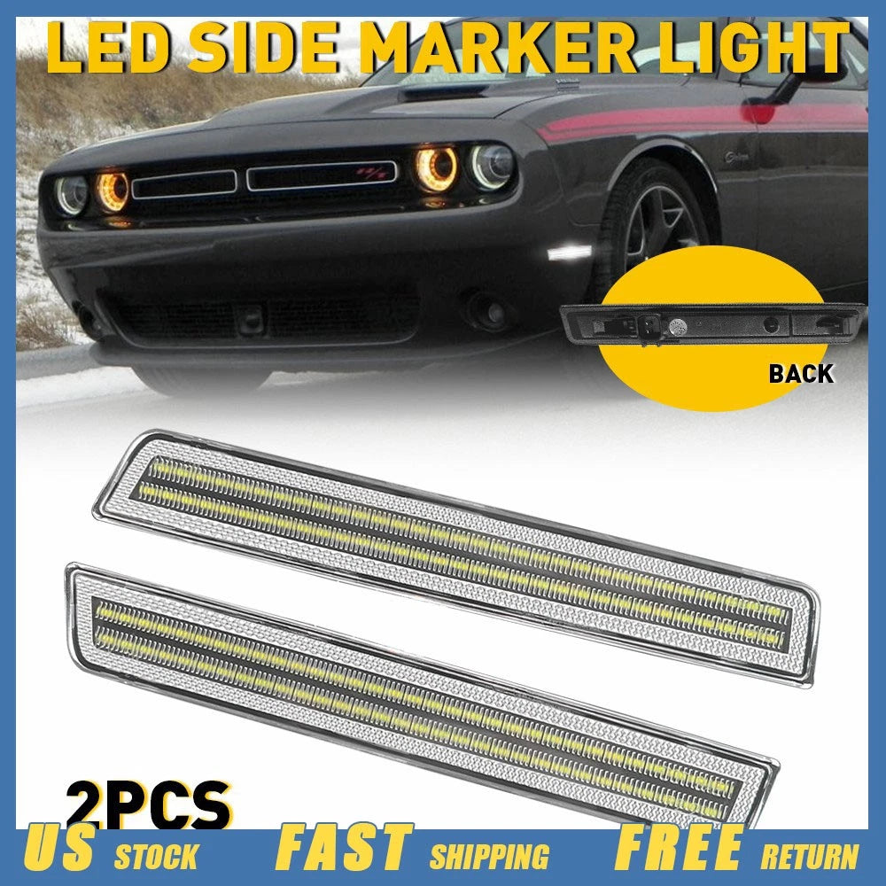 2X LED White Side Marker Light Lamp for Dodge Challenger (2015–2022)