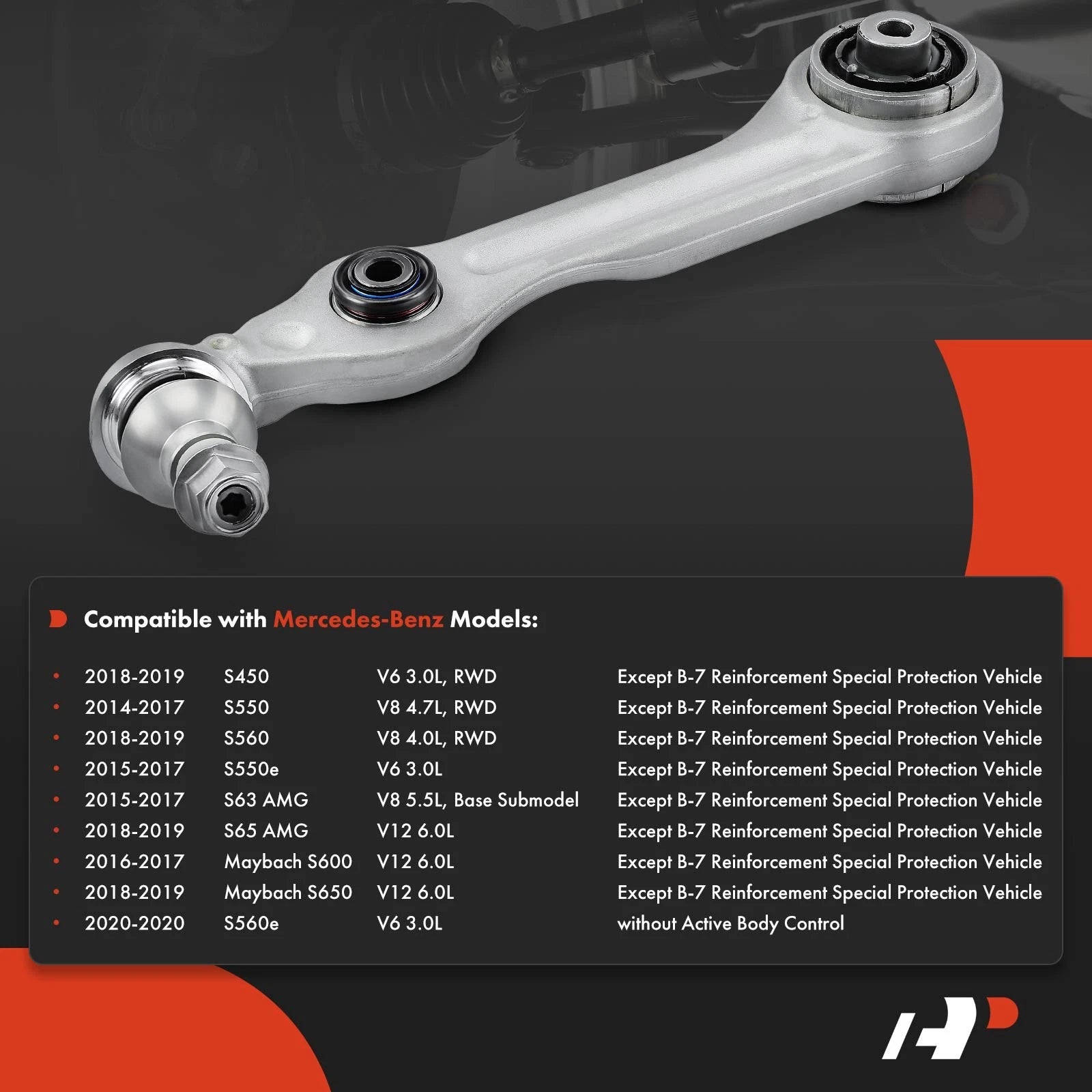Front Right Lower Rearward Control Arm with Ball Joint for Benz W222 (2014–2020)