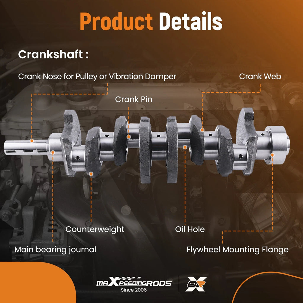 Crankshaft with Main & Rod Bearings for Toyota Pickup 4Runner (1982–1995)