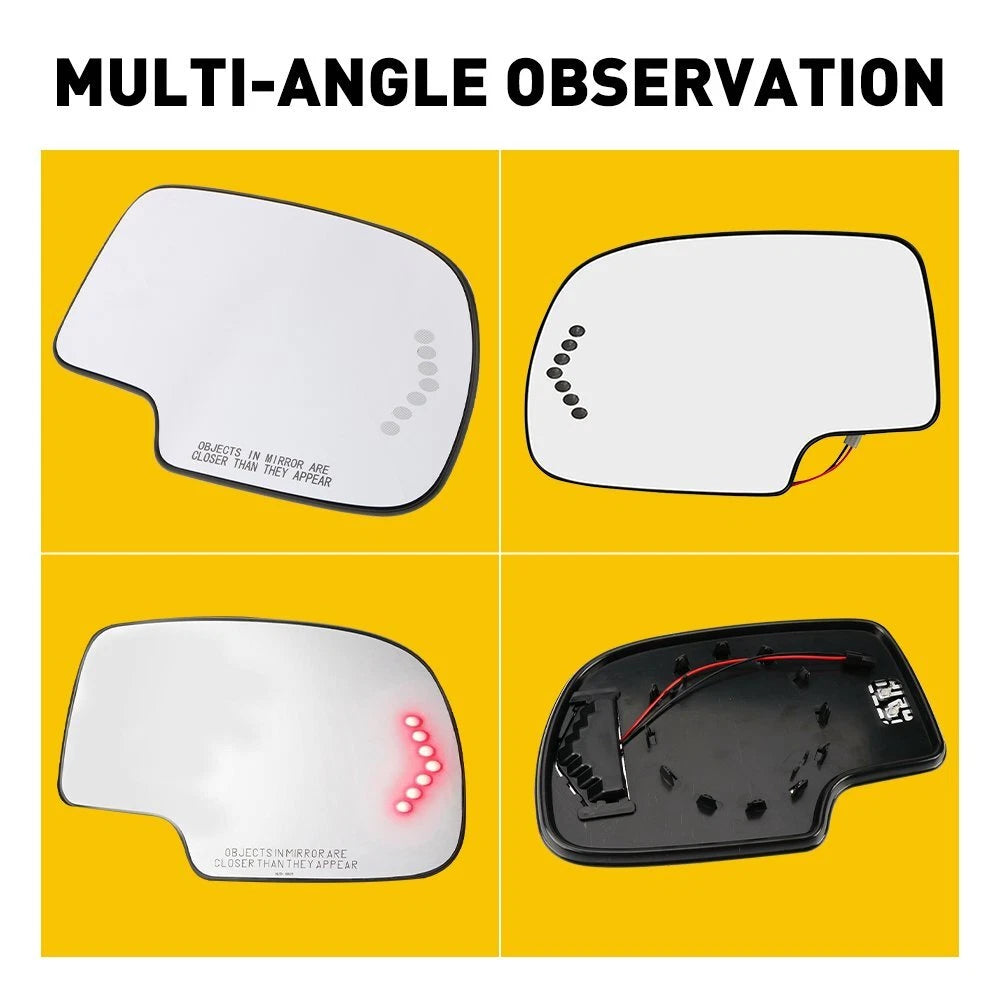 Pair Heated Side Mirror Glass w/ Turn Signal for Chevy GMC Cadillac