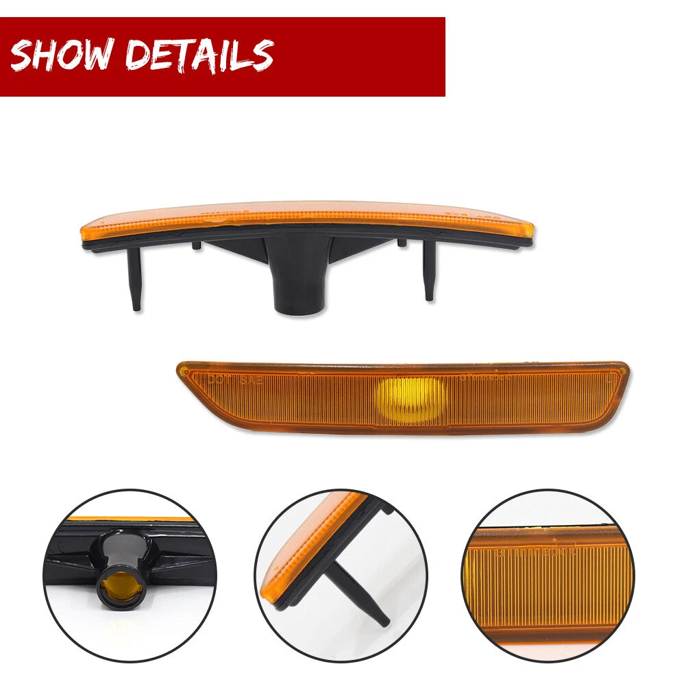 Set of 2 Front Bumper Side Marker Light Housings for Ford Mustang (2010–2014)