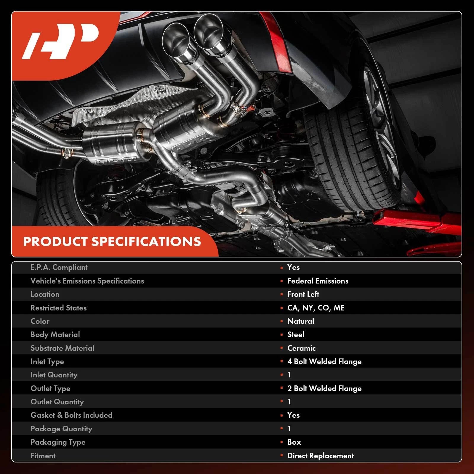 Front Left Catalytic Converter for Cadillac XT5 (2017-2023)