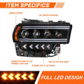 LED DRL Sequential Chasing Signal Projector Headlights for Ram 2500-5500 (2019–2024)