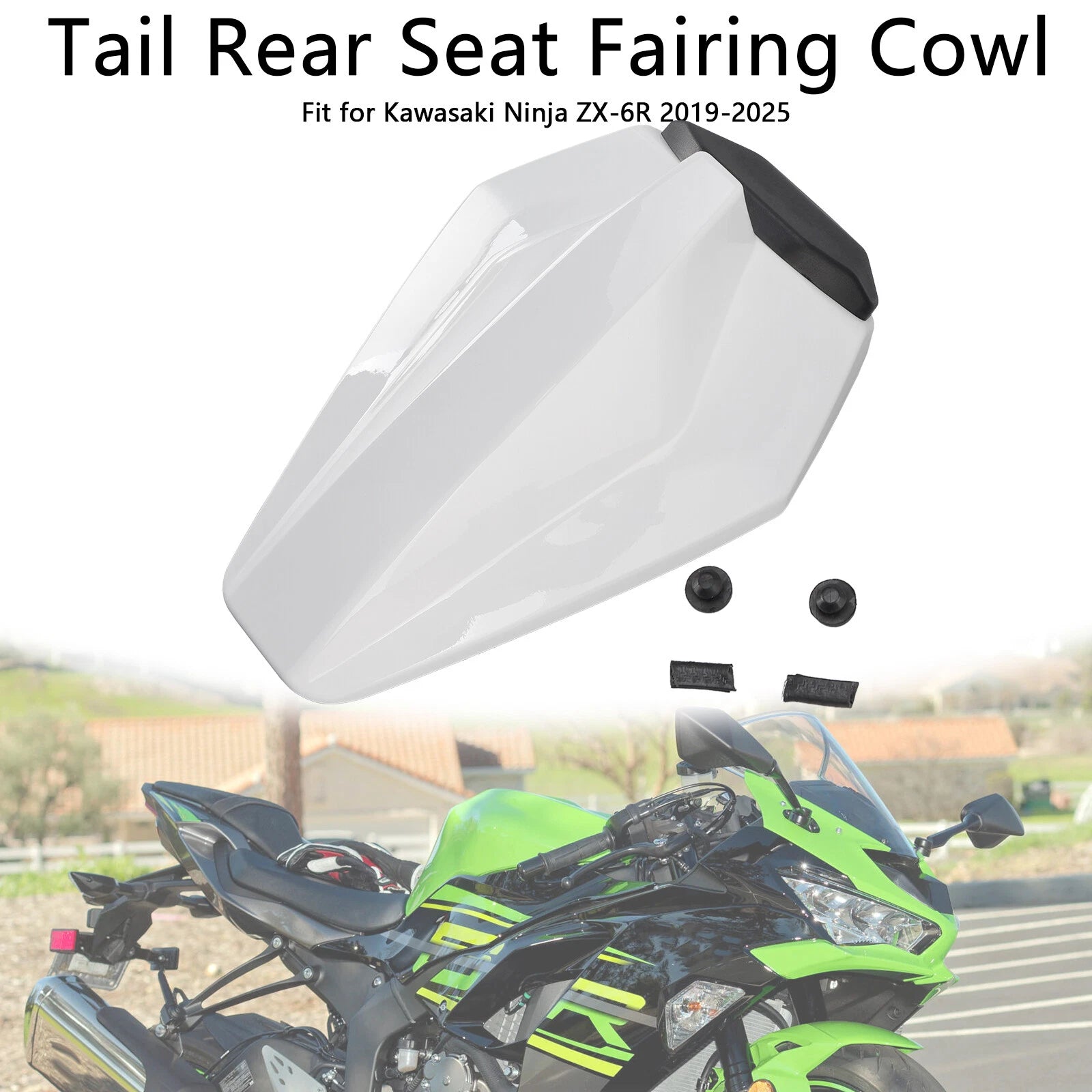 Racing Tail Rear Seat Fairing Cowl for Kawasaki ZX6R (2019–2025) - White