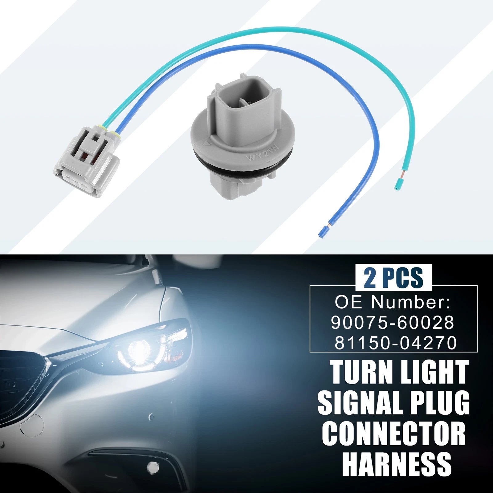 Set of 2 Turn Light Signal Plug Connector Harness No.90075-60028 for Toyota