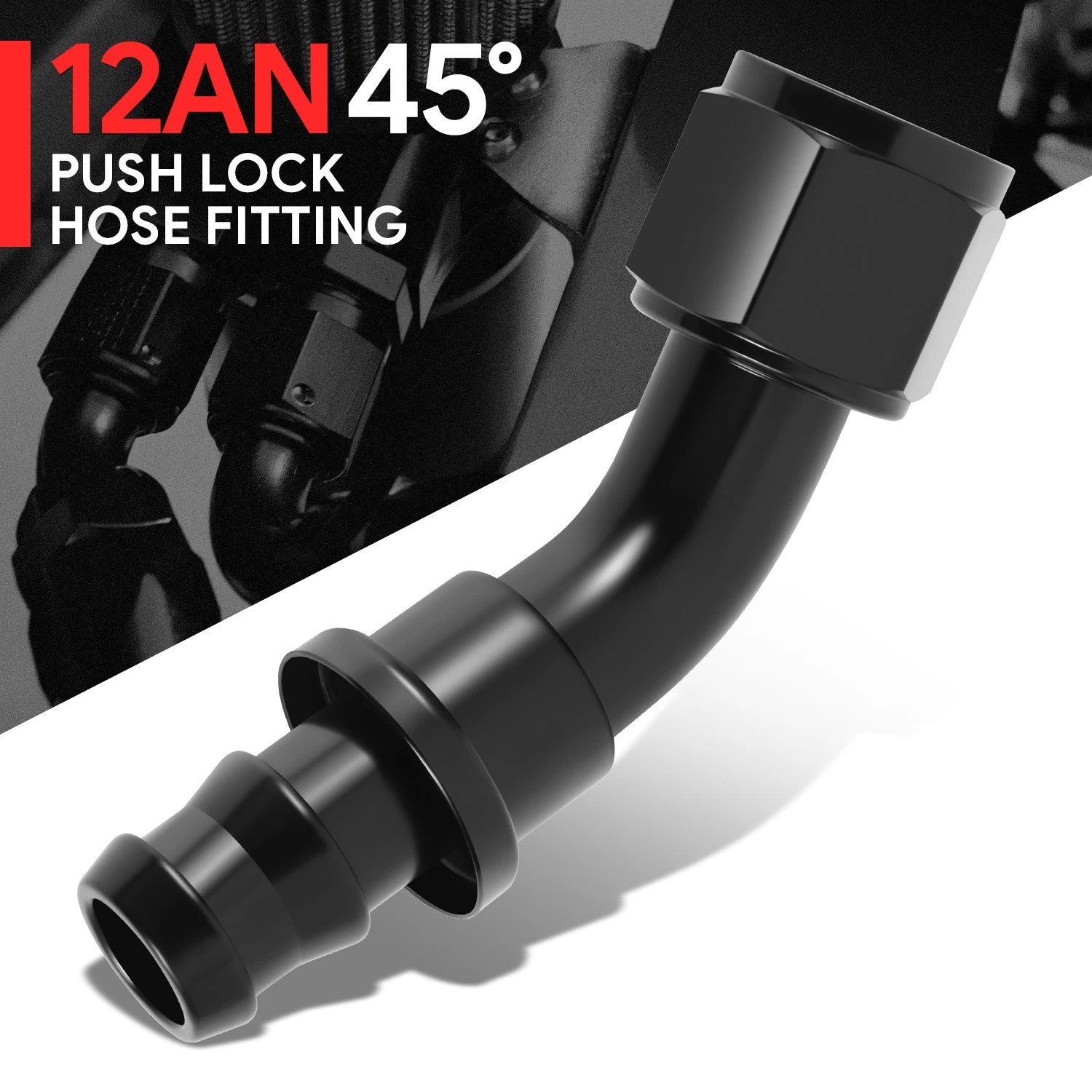 12AN to 3/4" Barb 45 Degree Push Lock Hose End Fitting T6061 2000PSI Universal
