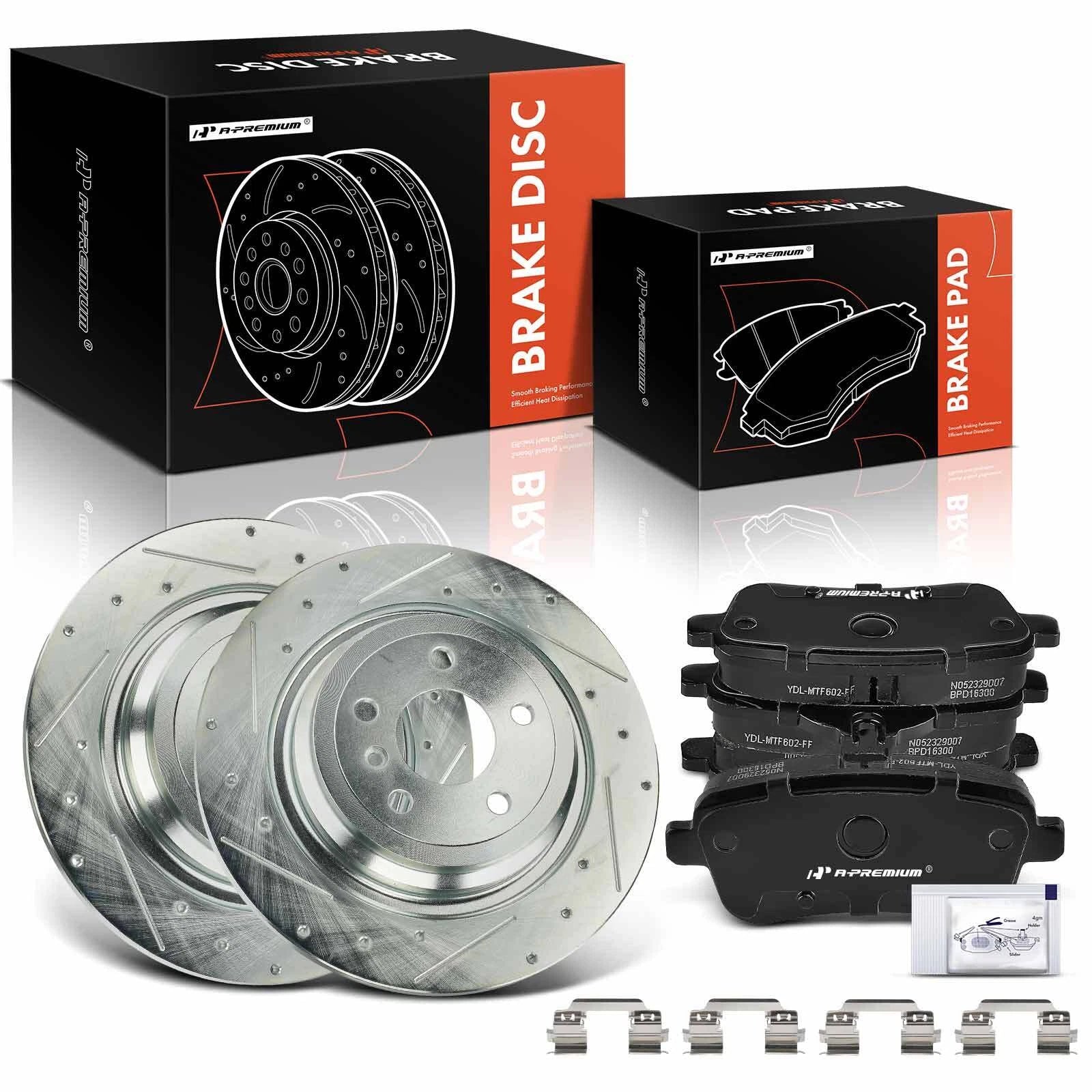 Set of 6 Rear Drilled Brake Rotors + Brake Pads for Mercedes GLE350 (2016–2020)