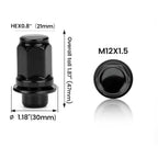 24pcs Flat Black M12x1.5 Lug Nuts for Mitsubishi 5-Lug Models