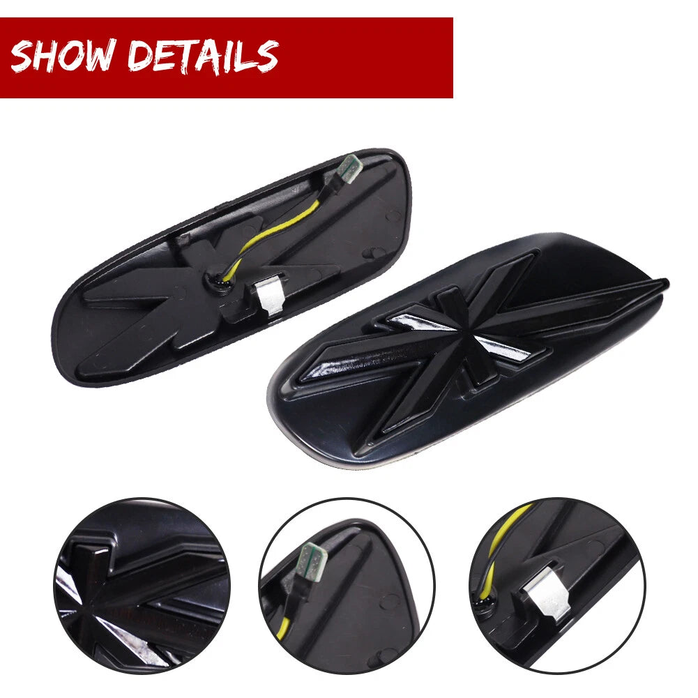 2X Union Jack Amber LED Fender Side Marker Lights for Mini Cooper (2014–2023)
