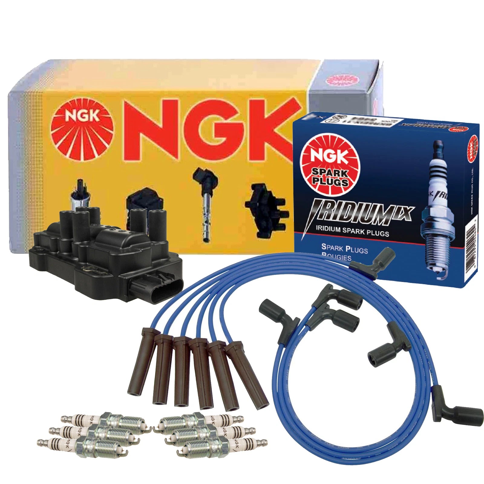NGK DIS Ignition Coil Wires & 6 Iridium IX Spark Plugs Kit for Buick Chevy Saturn