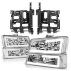 Chrome Clear LED DRL Headlights + Mounting Brackets for Avalanche Silverado (2003–2007)