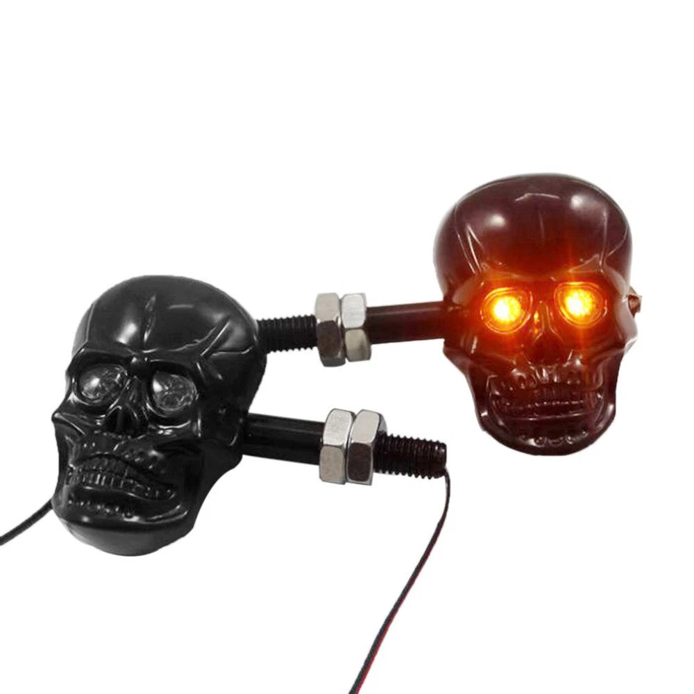 2X Chrome LED Turn Signal Lights for Harley-Davidson (Black)