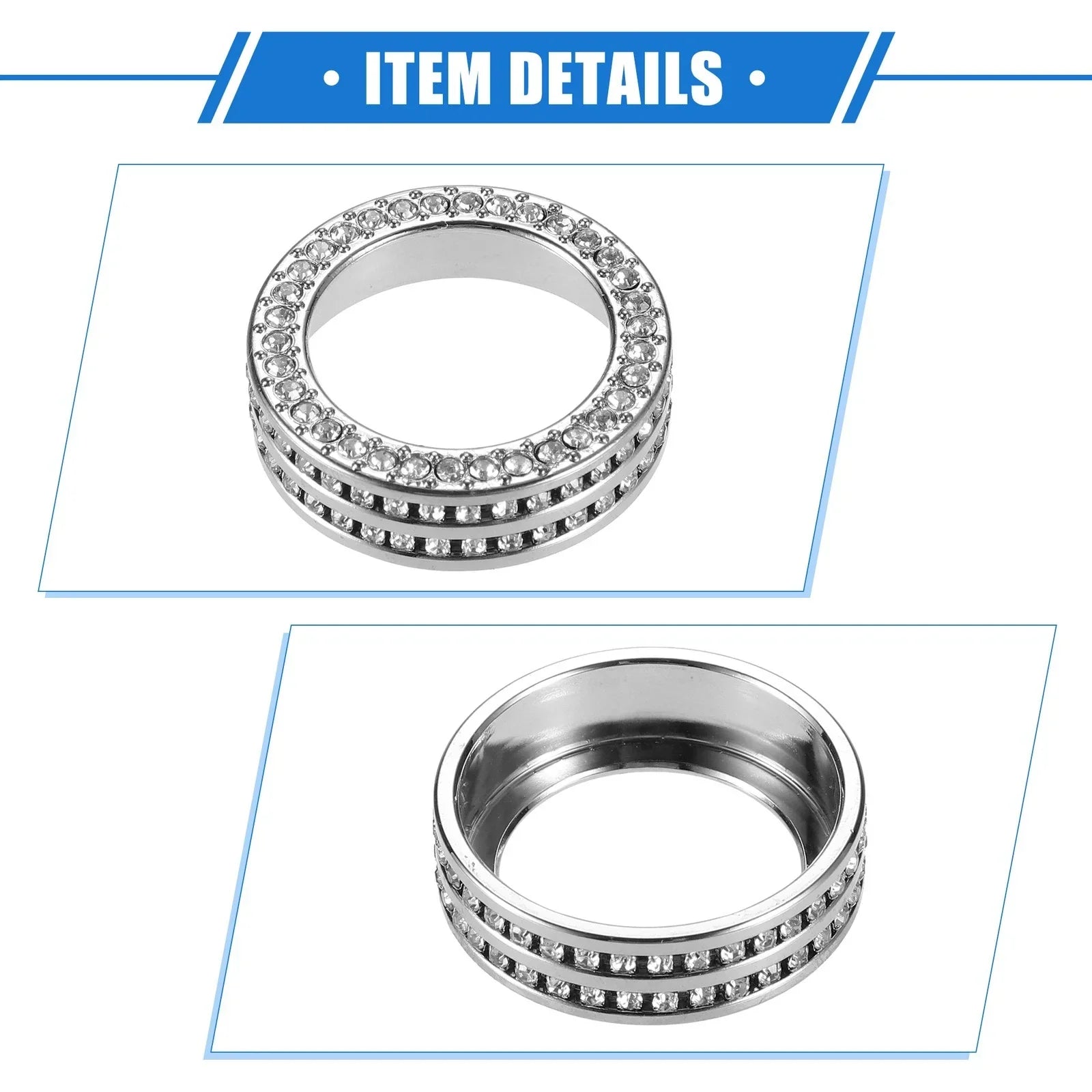 2 x Car AC Switch Knob Ring Covers for Honda Civic (2016-2021) Silver Tone