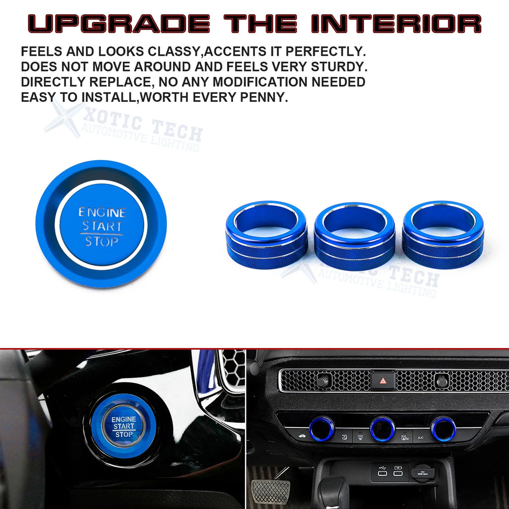 AC Knob Control and Engine Start Button Overlay Trim for Honda Civic (2022-2024)