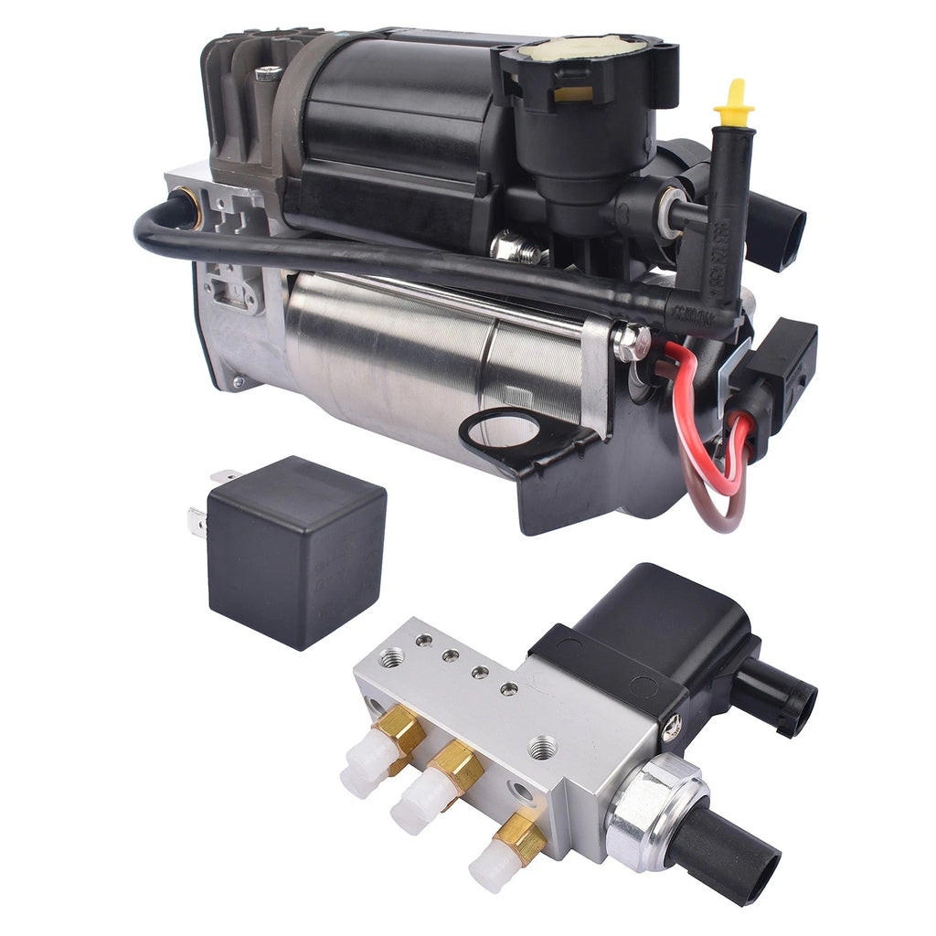 Air Suspension Compressor and Valve Control Block Set for Mercedes W211 (2003-2009)