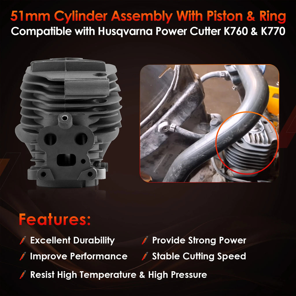 Piston Ring Kit for Husqvarna K770 K760 (Active II) (51mm)