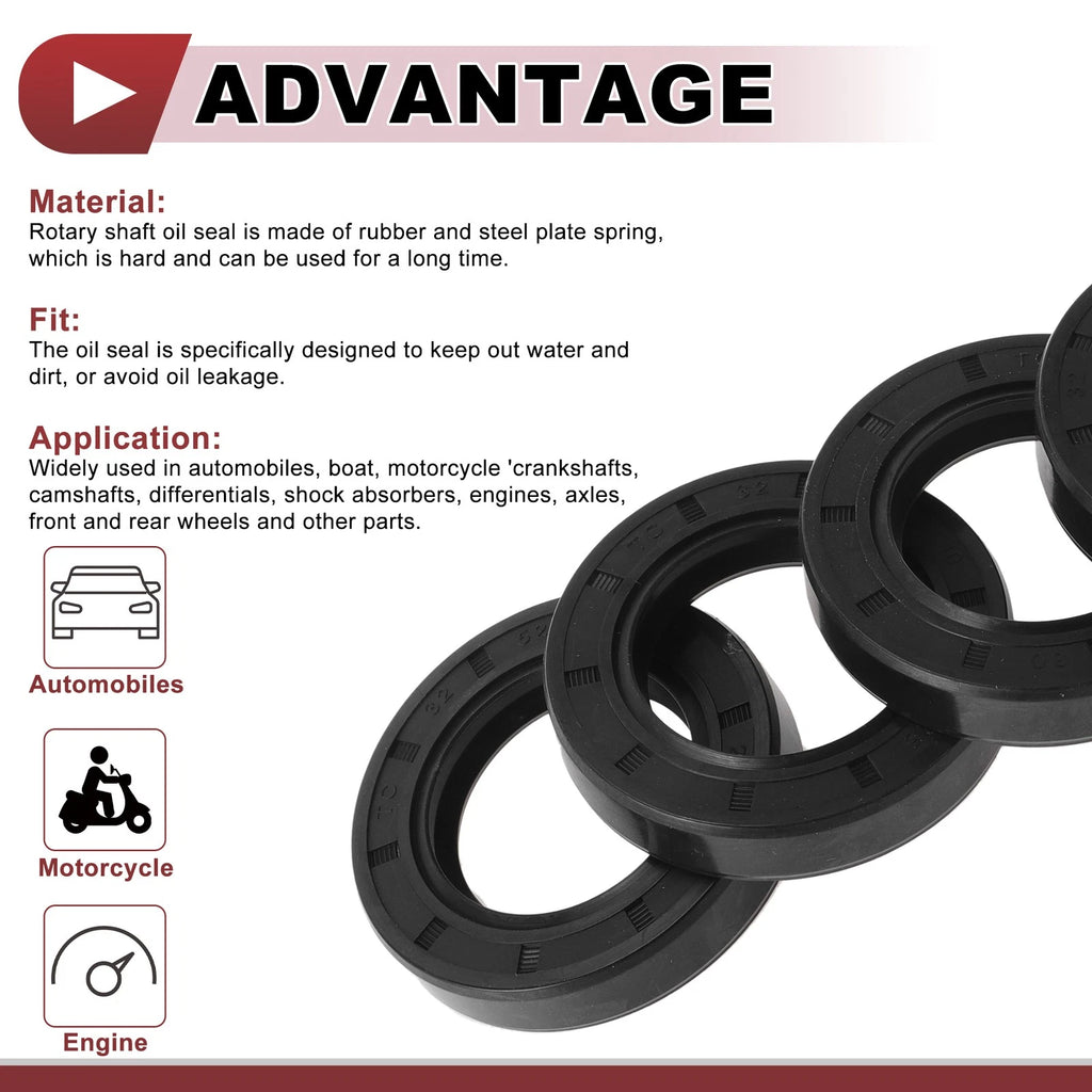 Set of 5 Rotary Shaft Oil Seals 32x52x10mm Nitrile Rubber 672668828618