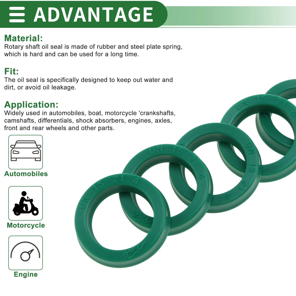Set of 5 Oil Seal Rotary Shaft Seal 15x21x4mm for Various Models