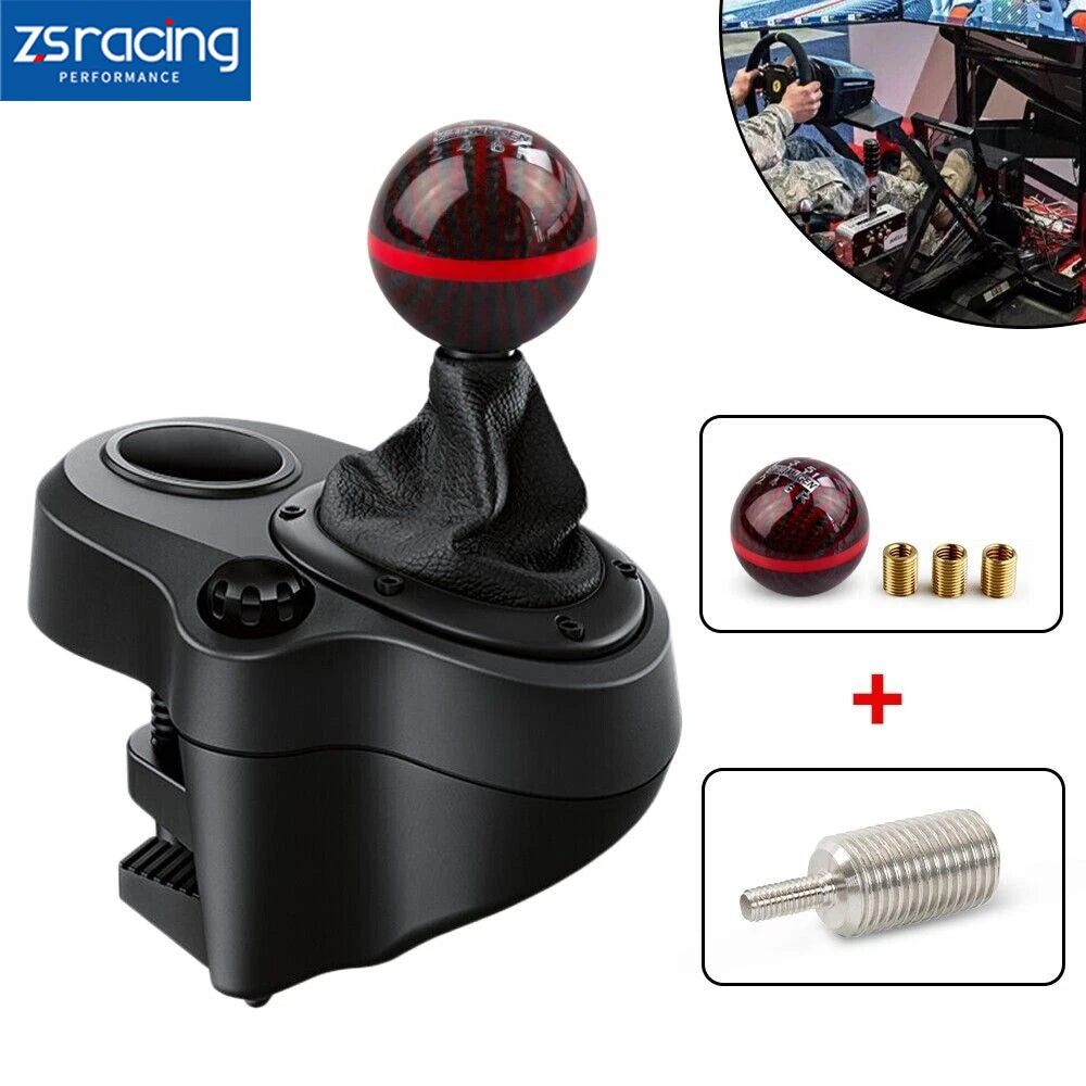 6 Speed Carbon Fiber Shift Knob + Adapter for Logitech G27 G29 G920 G923
