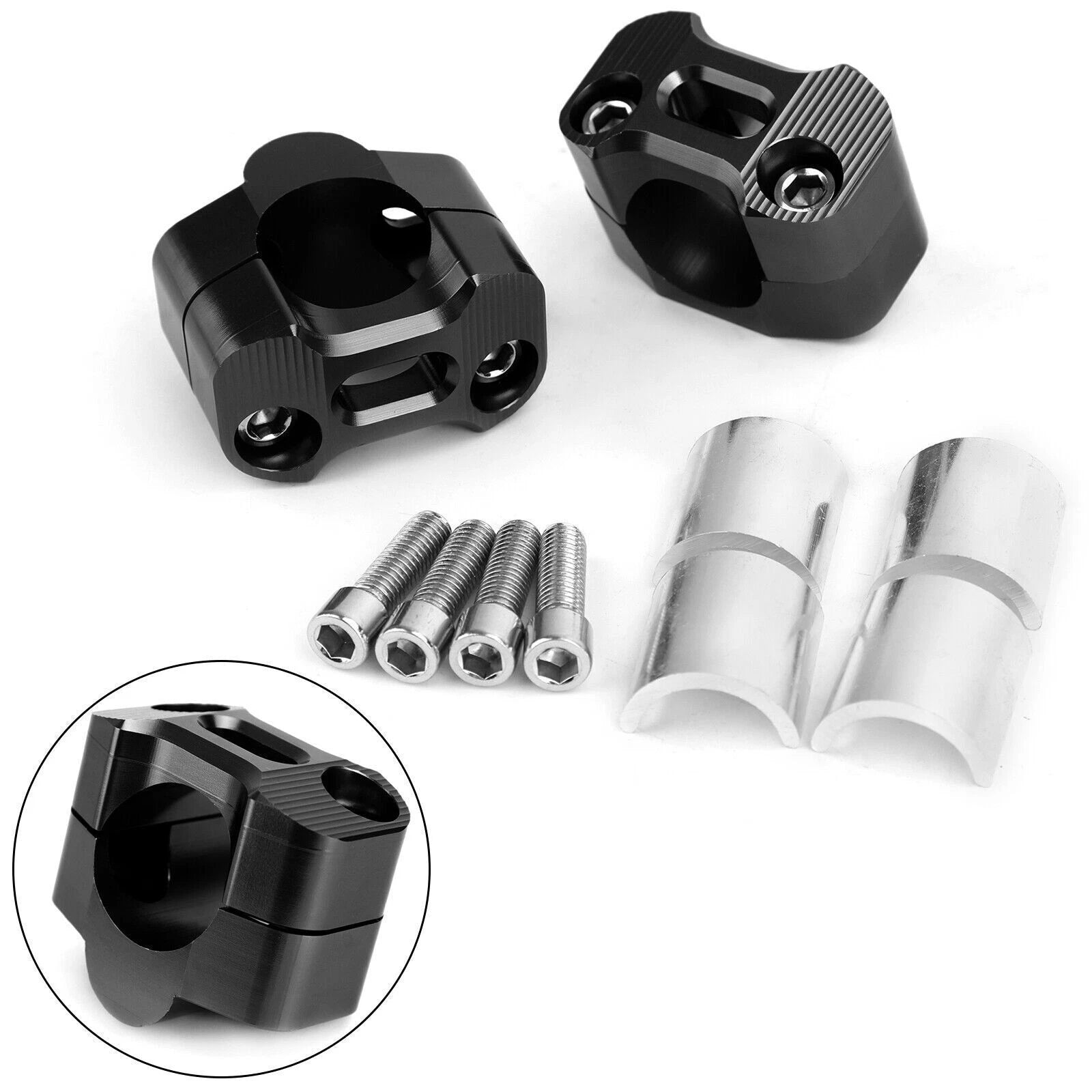 CNC Aluminum Handlebar Risers for Universal Clamp Mount (22-28mm) Black T9