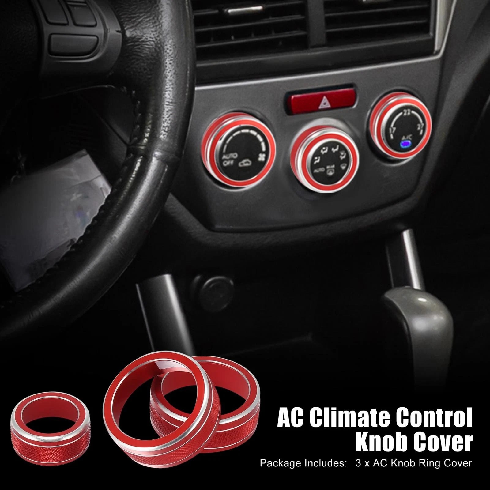 3pcs AC Climate Control Ring Knob for Subaru Forester Impreza (2014–2021)