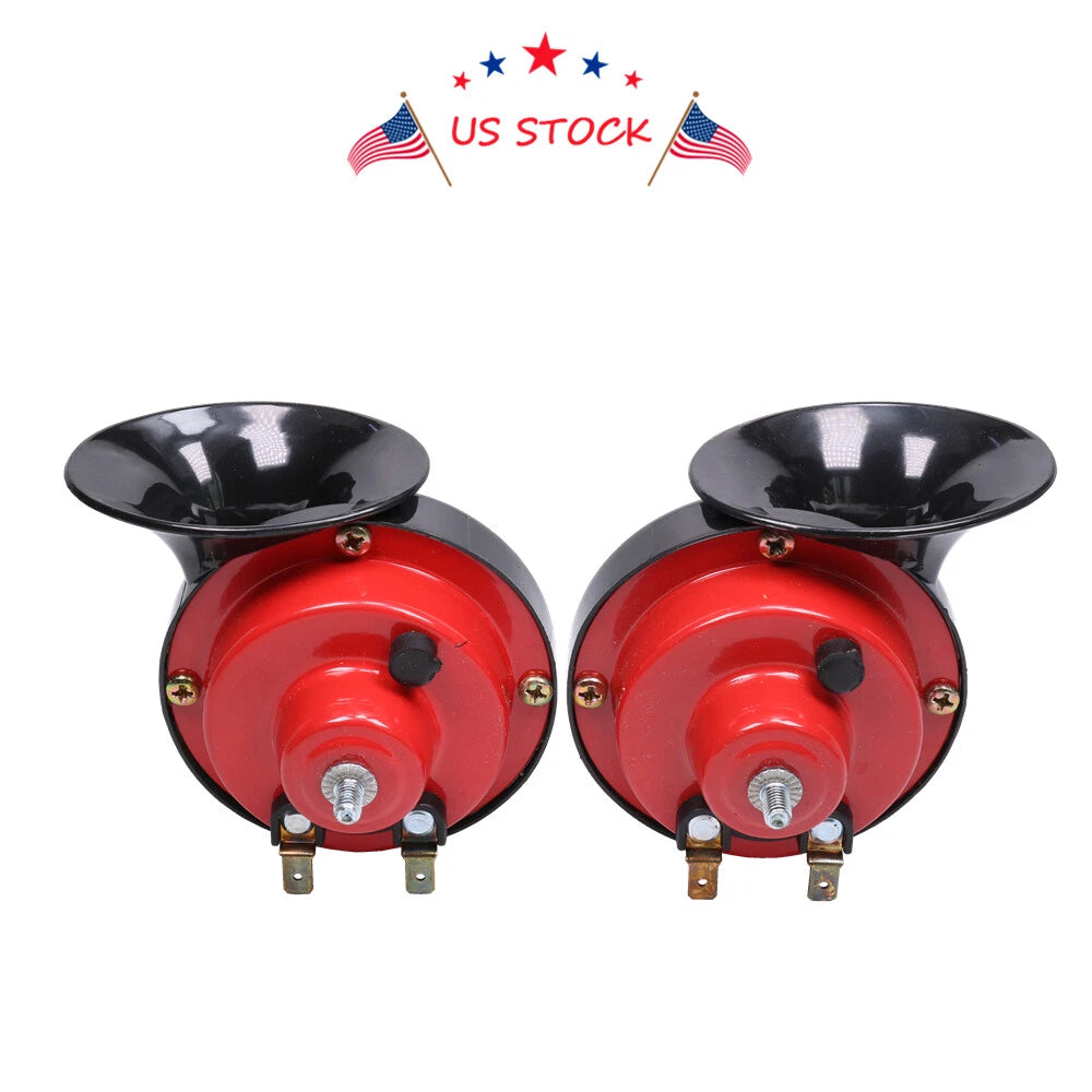 2X Super Loud Snail Air Train Horns for Car Truck SUV Boat Motorcycle (12V)