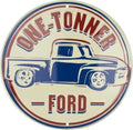 12" Round Metal Tin Embossed Retro Sign for Ford One Tonner