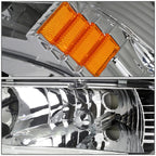 Set of 2 Chrome Housing Amber Side Headlights for Dodge Dakota/Durango (1997–2004)
