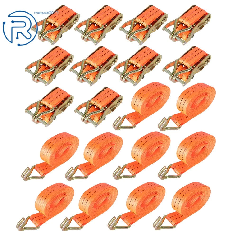 10 Piece 4000 lb Ratchet Straps 1.5" × 20' J Hook Heavy Duty Tie Downs