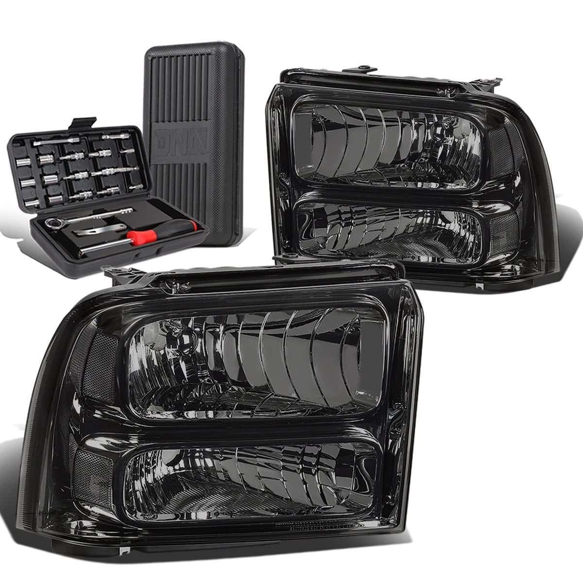 Pair of Smoked/Clear Corner Headlight Lamps for Ford Super Duty (2005–2007)
