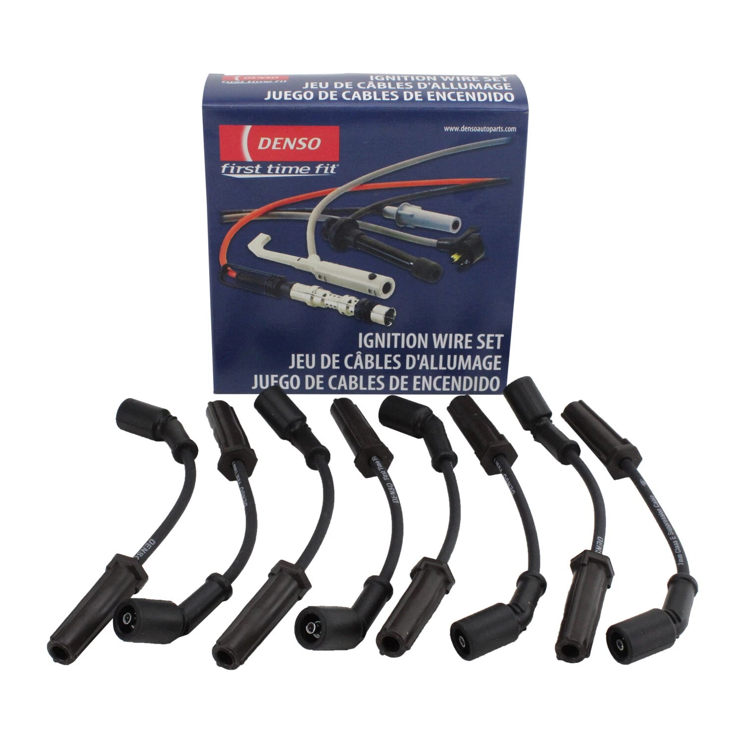 Set of 4 Denso 7mm Spark Plug Wires for Cadillac Chevrolet GMC Hummer V8