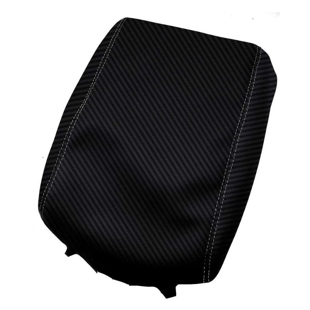 Console Armrest Cover for Nissan Titan (2016–2020) PVC Carbon White Stitch