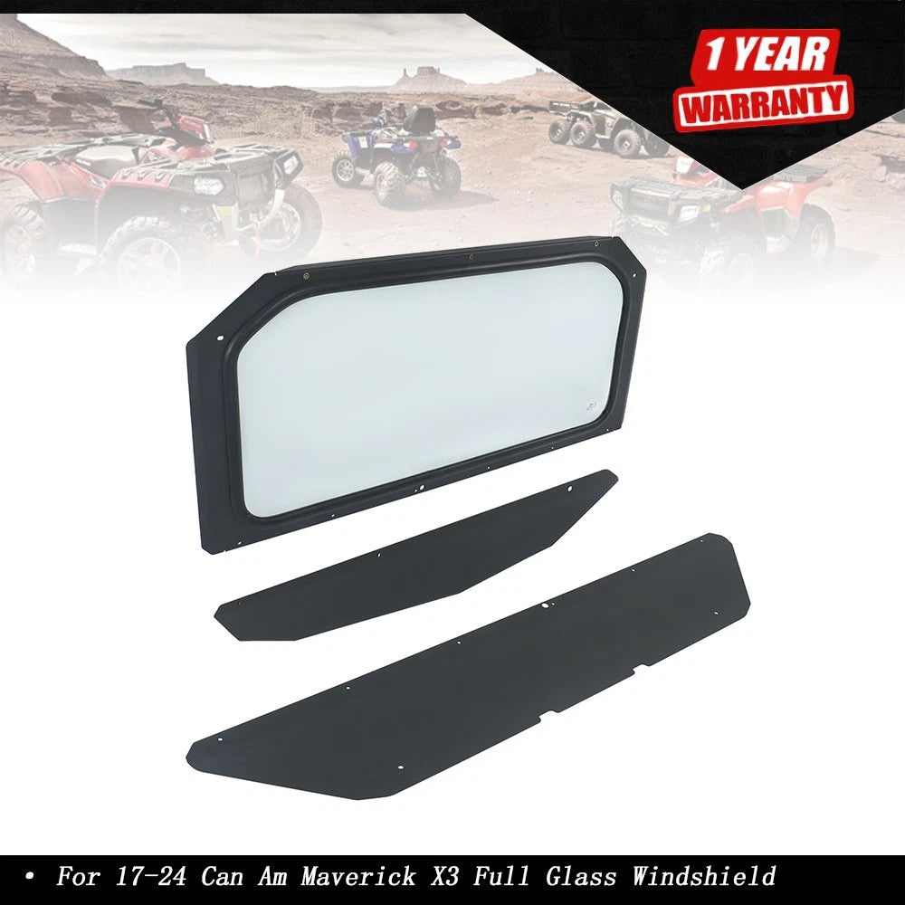 Full Glass Windshield with Sun Visor for Can Am Maverick X3 (2017–2024)