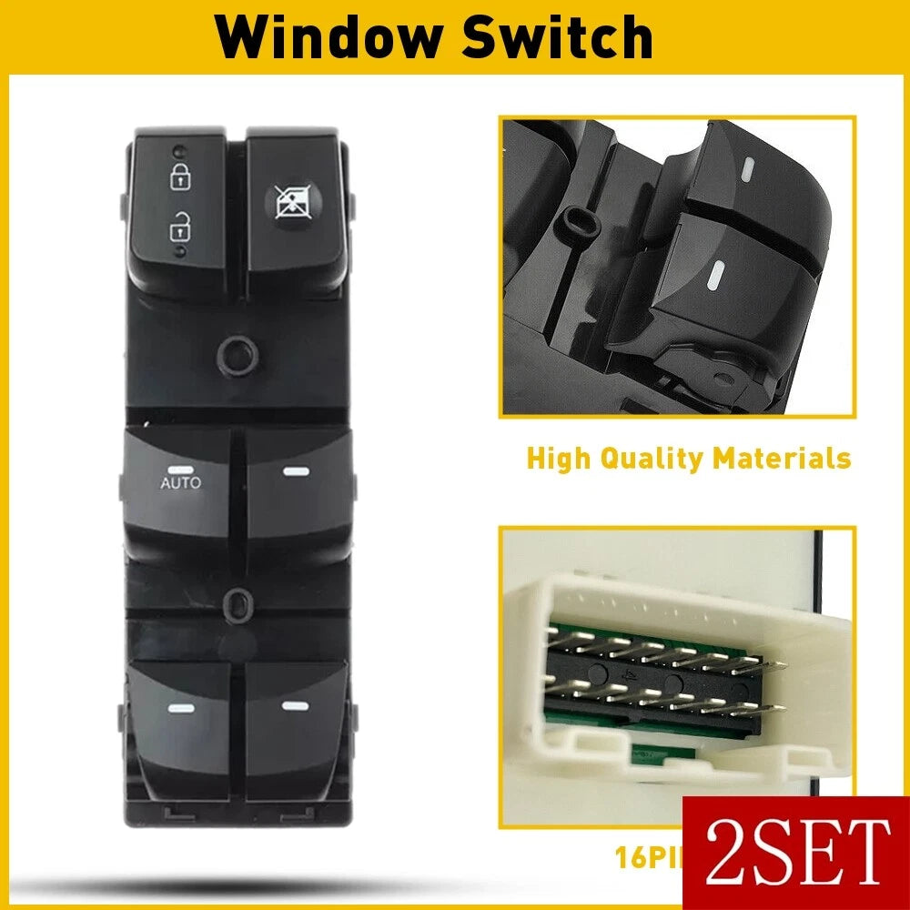 Set of 2 Left Driver Master Door Window Switches for Hyundai Elantra (2014–2016)