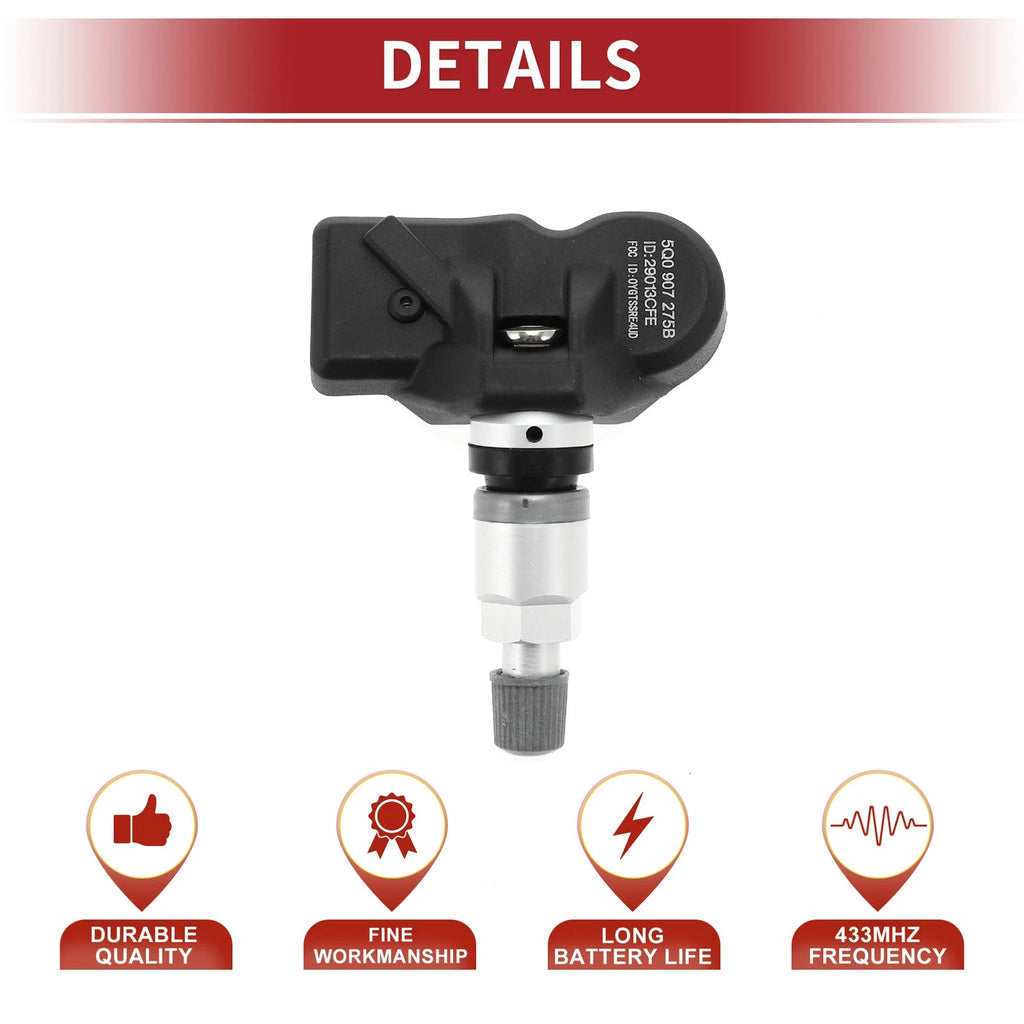 Tire Pressure Sensor 433MHz for Volkswagen Touareg (2014–2018) No.5Q0907275B