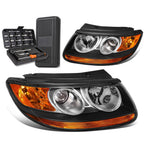 Pair of Black Housing Amber Side Bumper Headlights for Hyundai Santa Fe (2007–2012)