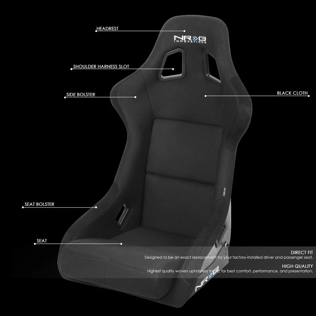 NRG Innovations Racing Bucket Seat Large Size for Universal Fit (RSC-302CF-SL)