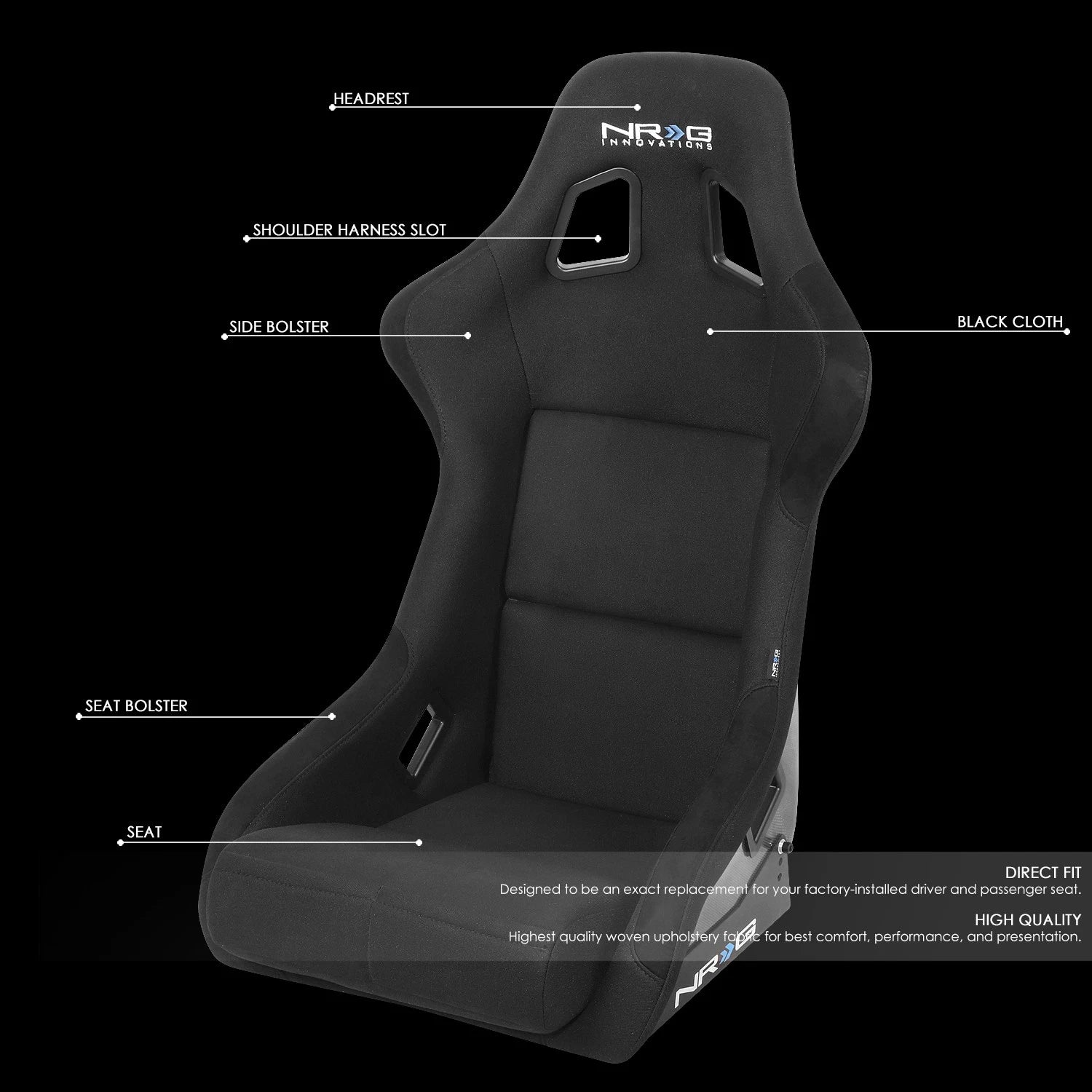 NRG Innovations Racing Bucket Seat Large Size for Universal Fit (RSC-302CF-SL)