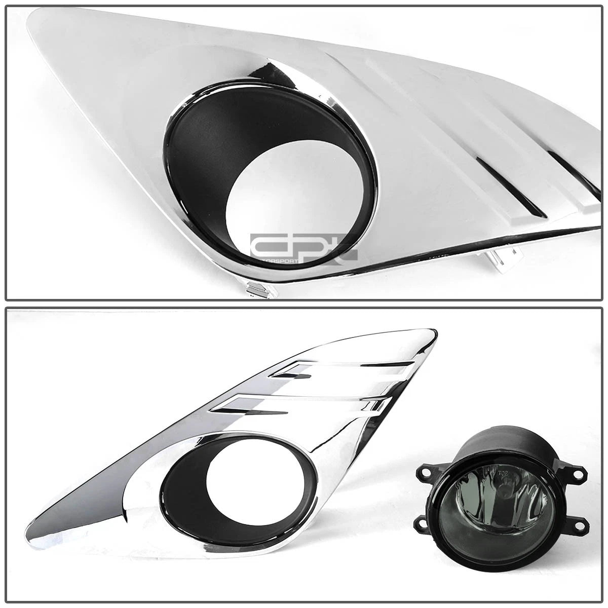 Chrome Bezel Fog Light Set for Toyota Camry (2012–2014) OE, Smoked, Switch