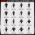Nylon 620 Retainer Clips Set with Fastener Removal Tools for 5-10mm Holes