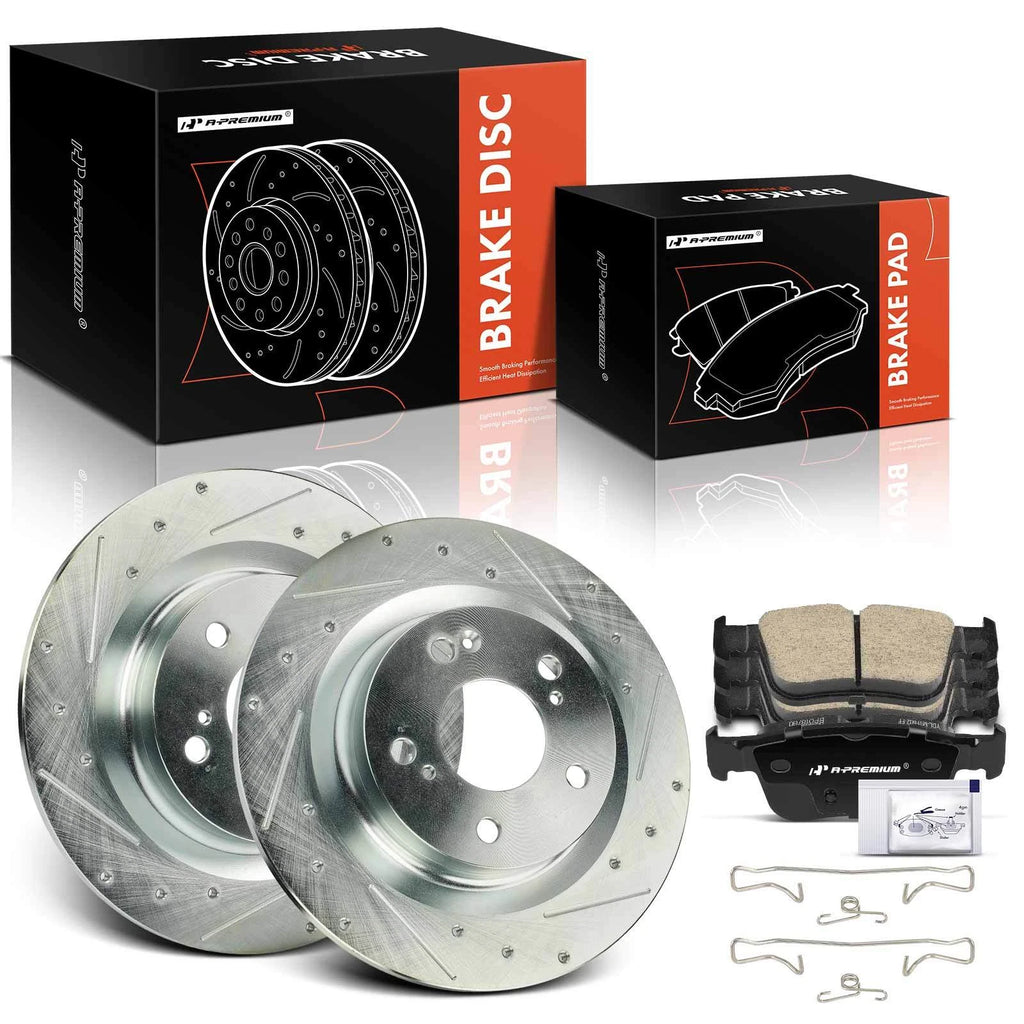 Rear Drilled Brake Rotors & Ceramic Brake Pads for Honda Civic (2017–2020)