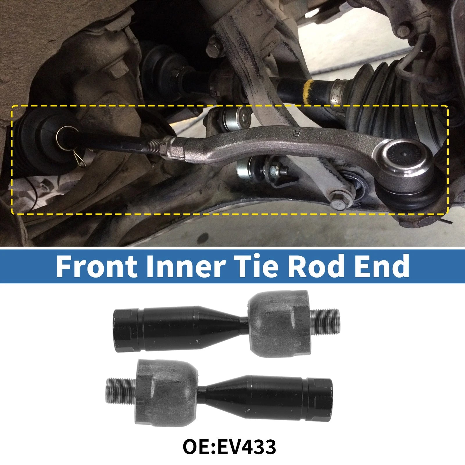 2X Front Inner Tie Rod End Links for Toyota Tacoma (1995–2004) No.EV433