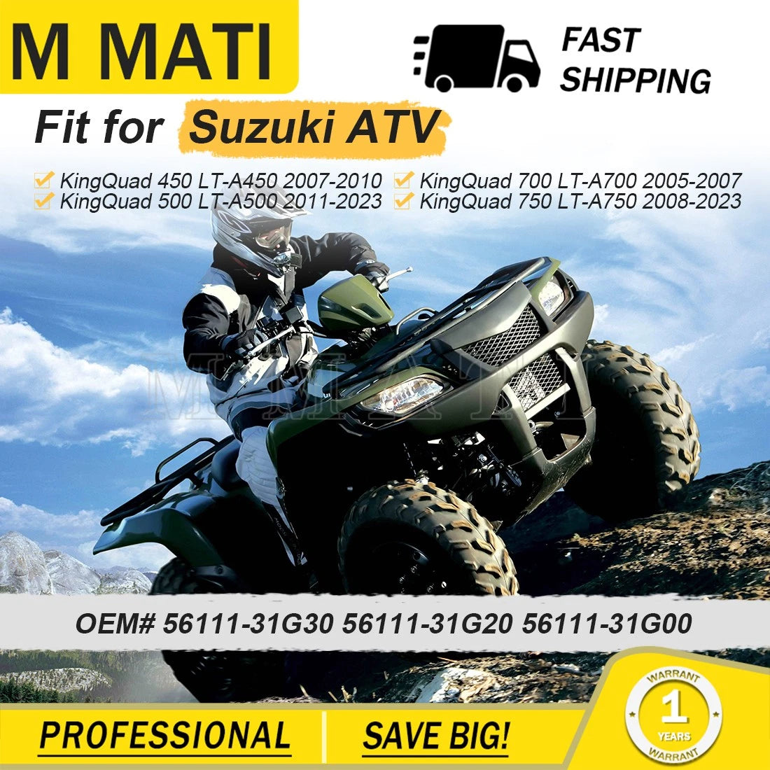 Black Handlebars for Suzuki King Quad 450 500 700 750 LT-A 4x4 (2003–2023)