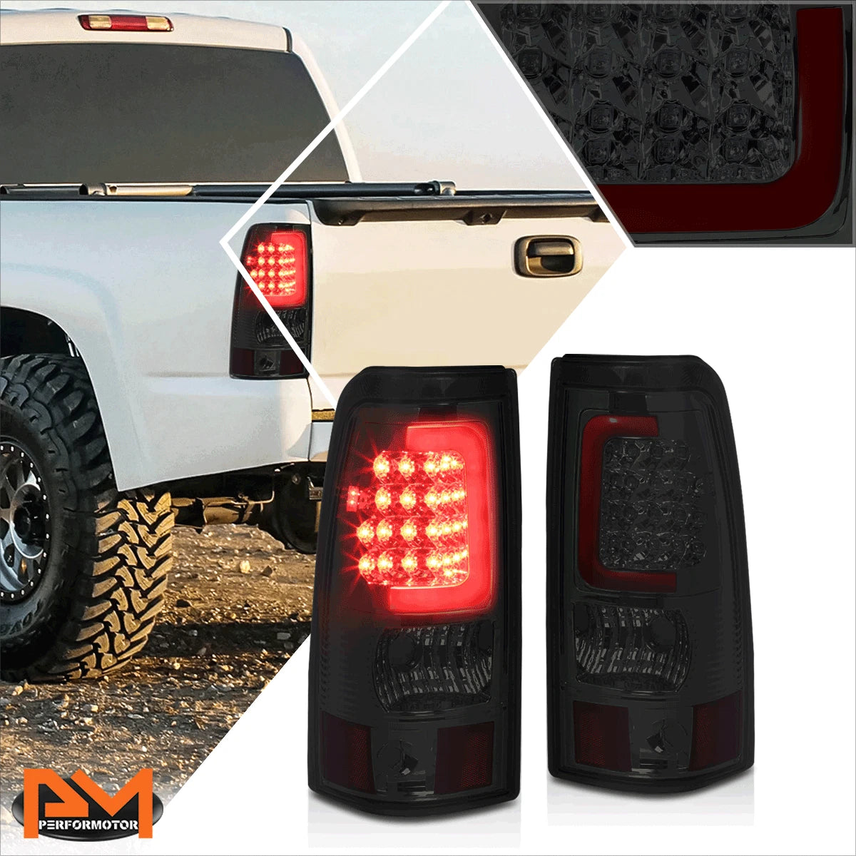 3D LED Bar Tail Light for Chevy Silverado (2003–2007) - Red, Smoked