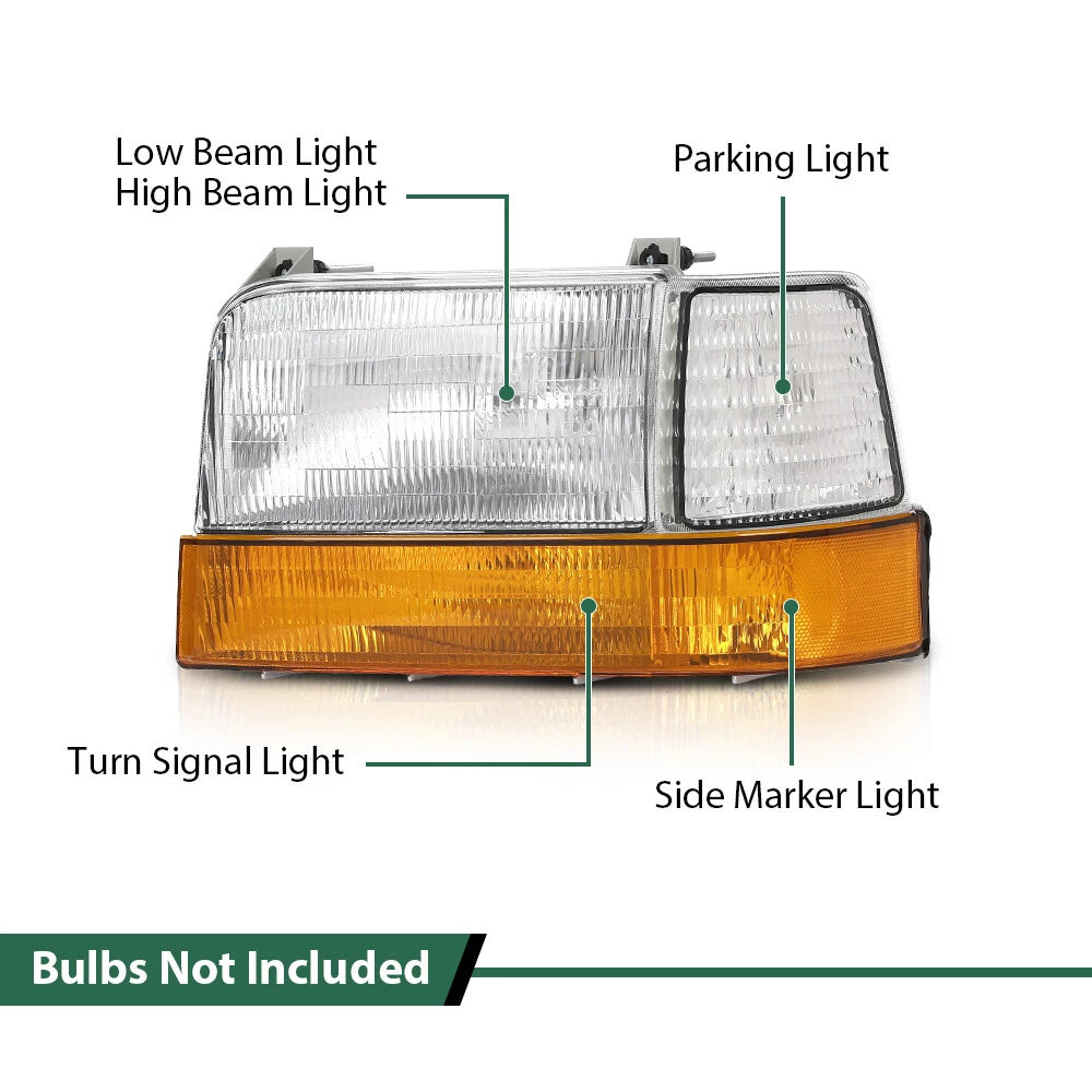 Headlights Pair for Ford Bronco F150 F250 F350 (1992–1996)