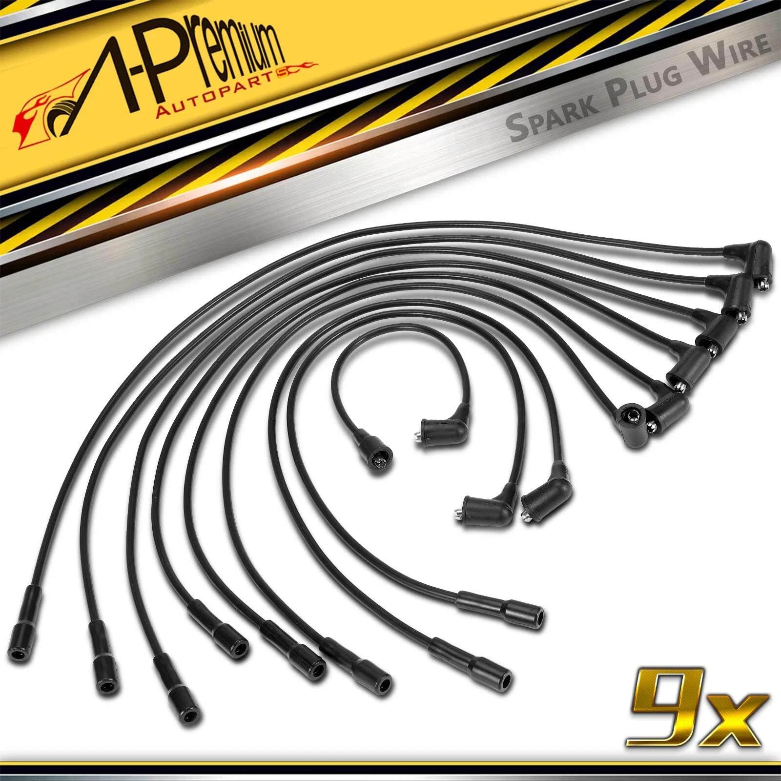 9x Spark Plug Wire Set for Ford Mustang Ranchero Jeep J-2500