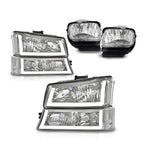 Set of 2 Clear Headlight Lamps with LED DRL and Fog Lights for Silverado